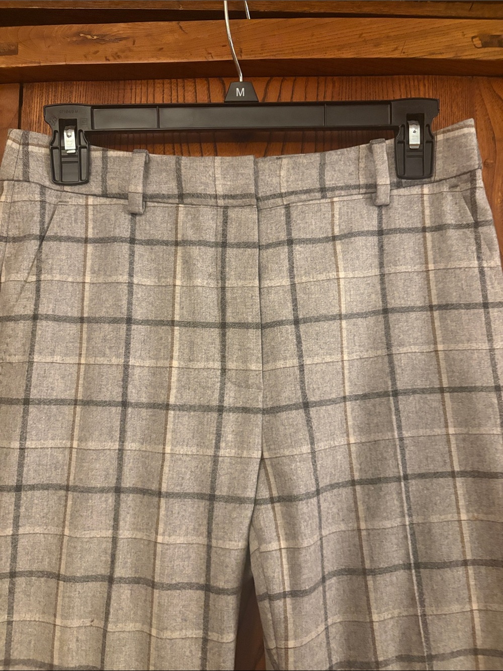 Brooks Brothers wool/cashmere gray plaid straight leg, full length slacks.size 2